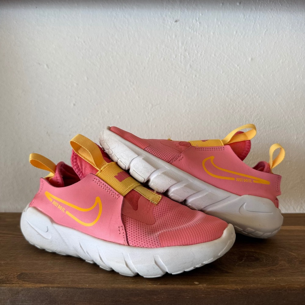Nike Flex Runner 2 Kids Slip-On Sneakers Pink Yellow DJ6040-602 Size 13.5C